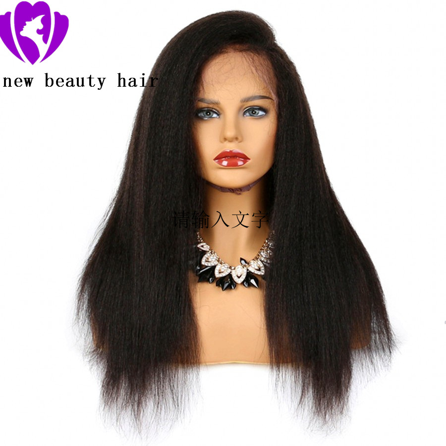 Black Long Yaki Straight Synthetic Lace Front wigs For Black Women Heat Resistant Fiber Hair Wigs With Baby Hair 180 Density In Stock