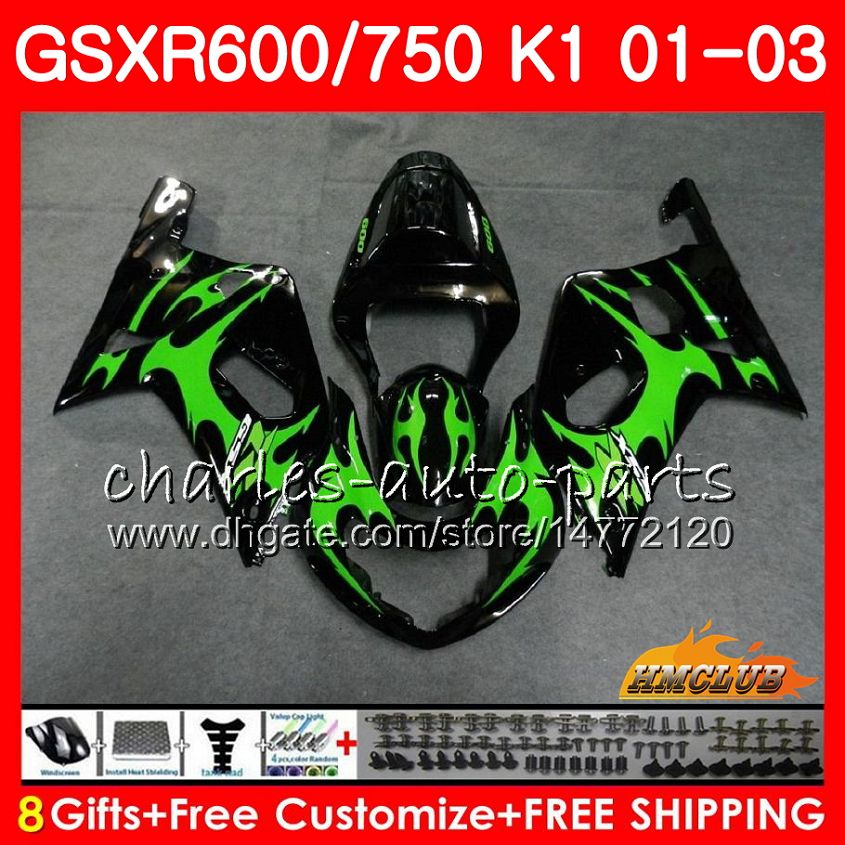 8Gifts Body For SUZUKI GSXR600 GSX R750 K1 GSXR-600 GSX-R750 4HC.40 GSXR750 GSXR 600 750 01 02 03 2001 2002 2003 Green flames Fairing kit, No. 1
8Gifts Body For SUZUKI GSXR600 GSX R750 K1 GSXR-600 GSX-R750 4HC.40 GSXR750 GSXR 600 750 01 02 03 2001 2002 2003 Green flames Fairing kit, No. 1