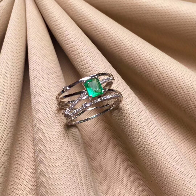 CSJ Natural Green Emerald Ring 925 Sterling Silver 4*6mm Gemstone May Birthstone Jewelry Gift for Women CJ191210