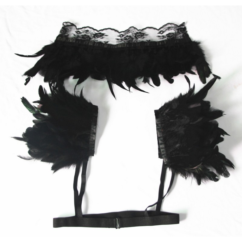 Women 2pcs Set Gothic Victorian Natural Feathers Shoulder Shrug Shawl Wrapped Cape Outfit with Collar for Halloween Costume Party Masquerade