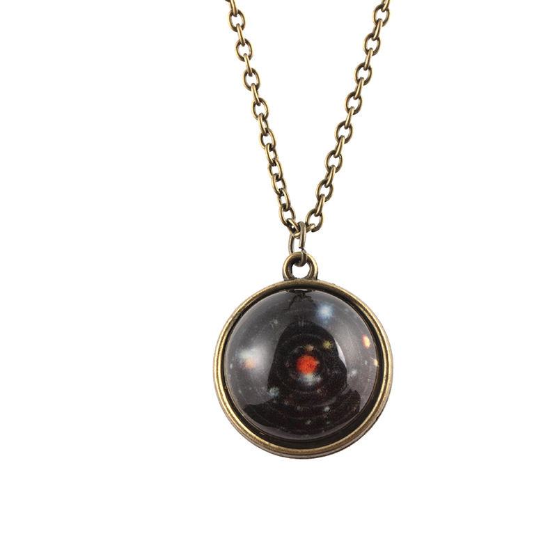 Fashion Double-sided Glass Ball Luminous Couple Necklaces Universe Fantasy Star Pendant Necklace High Quality jewelry