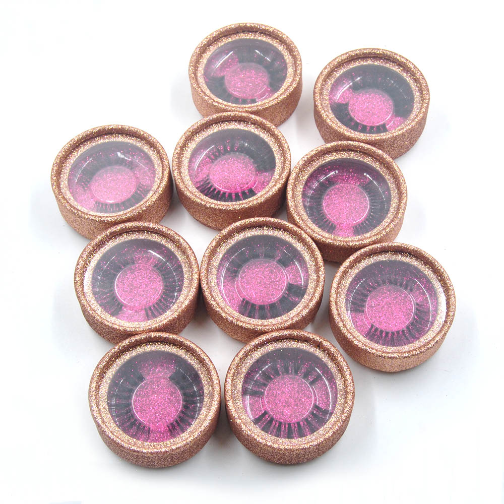 Mink Lashes Rose Gold 3D Diamond Sparkle Series Hand Made Clear Band Thick Eyelashes Curl Soft Eye Extensions Circle Box