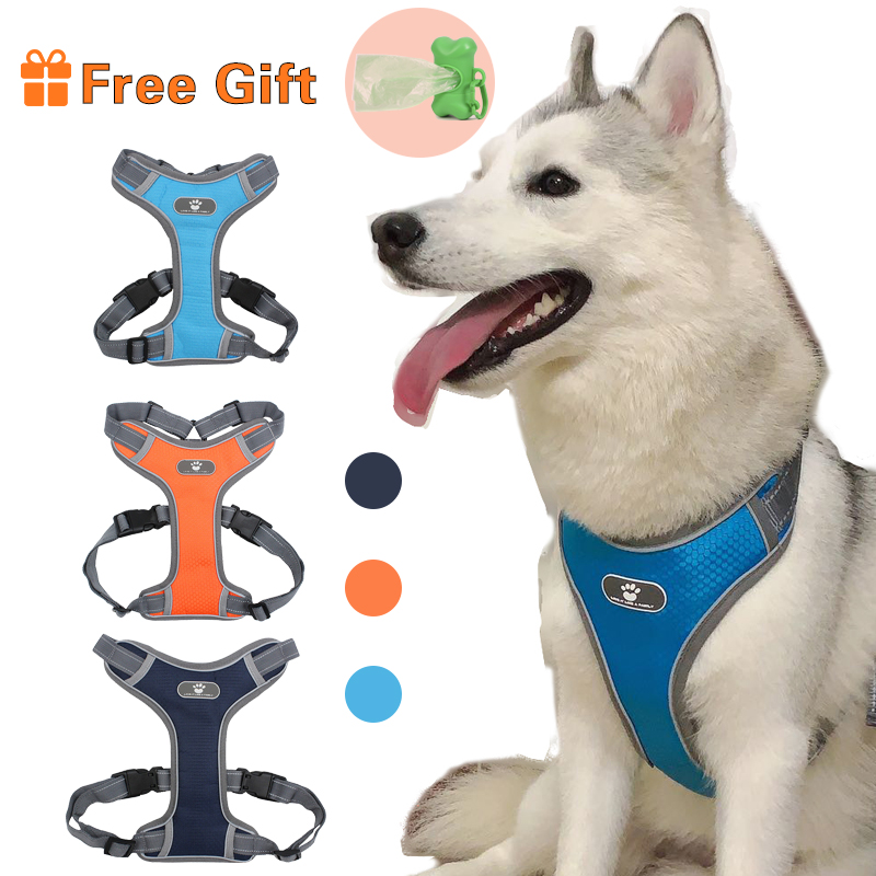Dog Harness Vest Adjustable Reflective Breathable Mesh Harnesses For Medium Large Dog Breast-band Husky Alaskan Pet Accessories 
Dog Harness Vest Adjustable Reflective Breathable Mesh Harnesses For Medium Large Dog Breast-band Husky Alaskan Pet Accessories