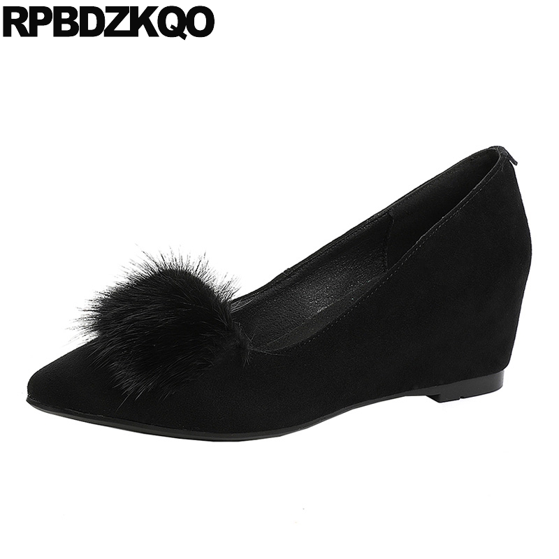 pumps high heels fur suede pointed toe 2019 sheepskin shoes women slip on gray genuine leather wedge quality black size 4 34
pumps high heels fur suede pointed toe 2019 sheepskin shoes women slip on gray genuine leather wedge quality black size 4 34