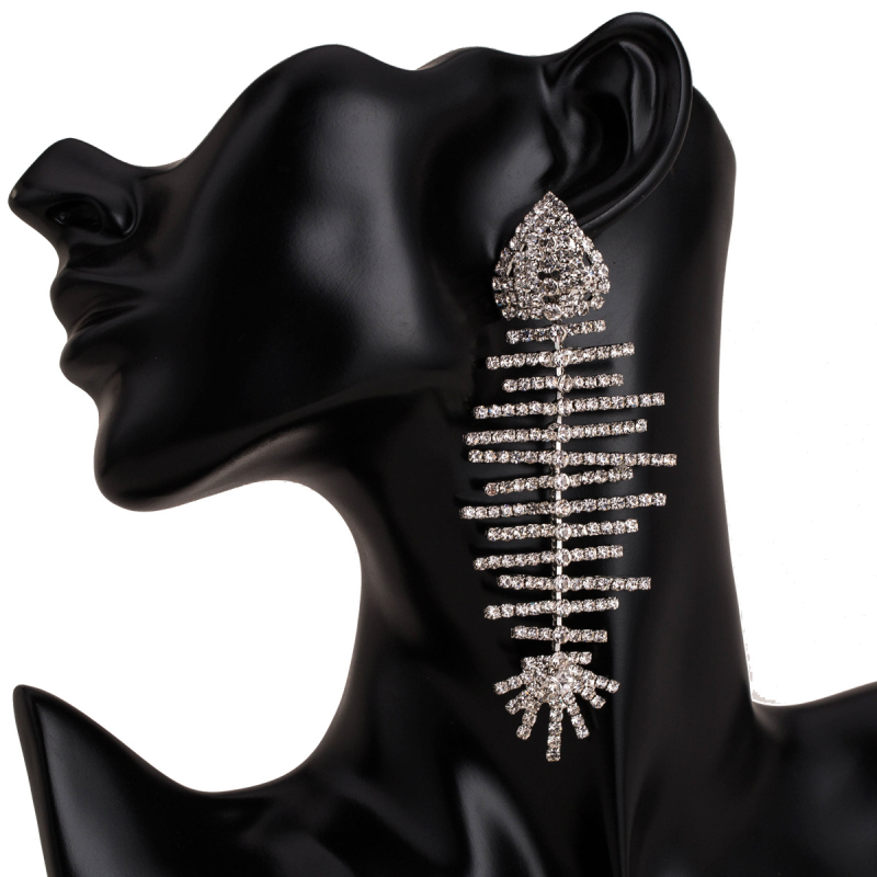 Fashion-multilayer set diamond fishbone earrings female claw chain fashion earrings Bohemian style