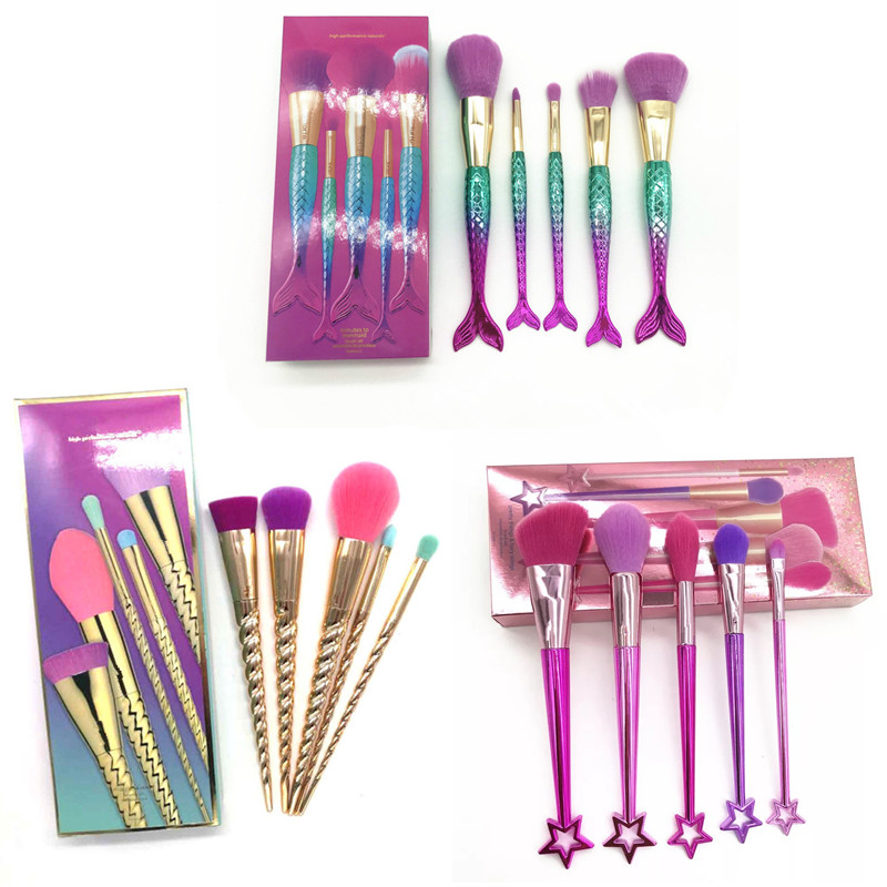 brand Makeup brushes sets cosmetics brush 5 pcs kits bright colors Mermaid make up brush tools Powder Contour brushes DHL free shipping Hot
brand Makeup brushes sets cosmetics brush 5 pcs kits bright colors Mermaid make up brush tools Powder Contour brushes DHL free shipping Hot
