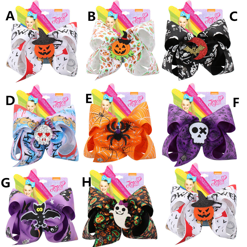 7 Inch JOJO Girls Hair Clips Halloween Bow Pumpkin Sequins Skull Spider Barrettes Hairbow Hairpin Hair Head Accessories, Mix colors
7 Inch JOJO Girls Hair Clips Halloween Bow Pumpkin Sequins Skull Spider Barrettes Hairbow Hairpin Hair Head Accessories, Mix colors