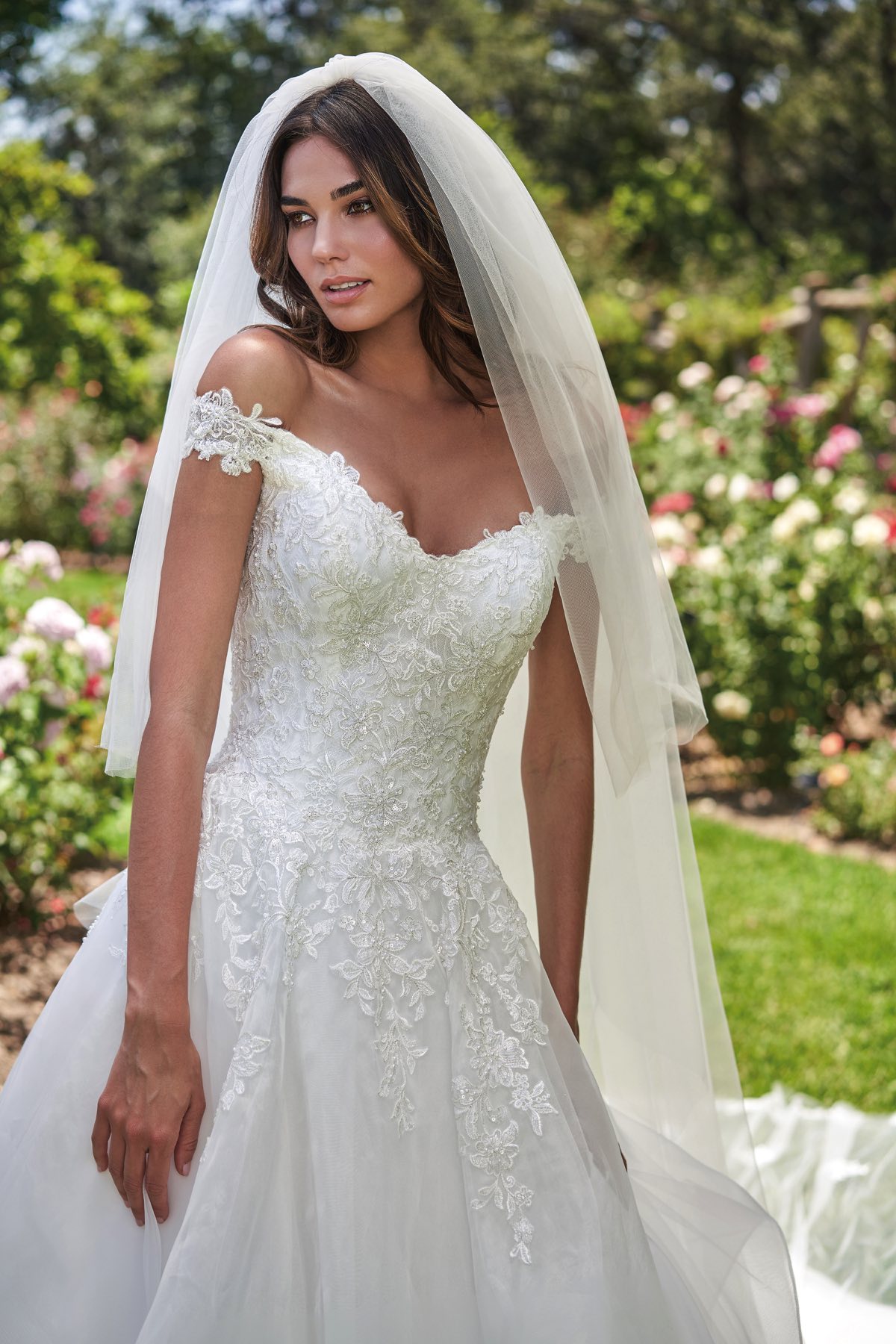 jasmine off shoulder wedding dresses lace sleeveless bridal gowns new fashion tiered fuffles appliques backless wedding dress