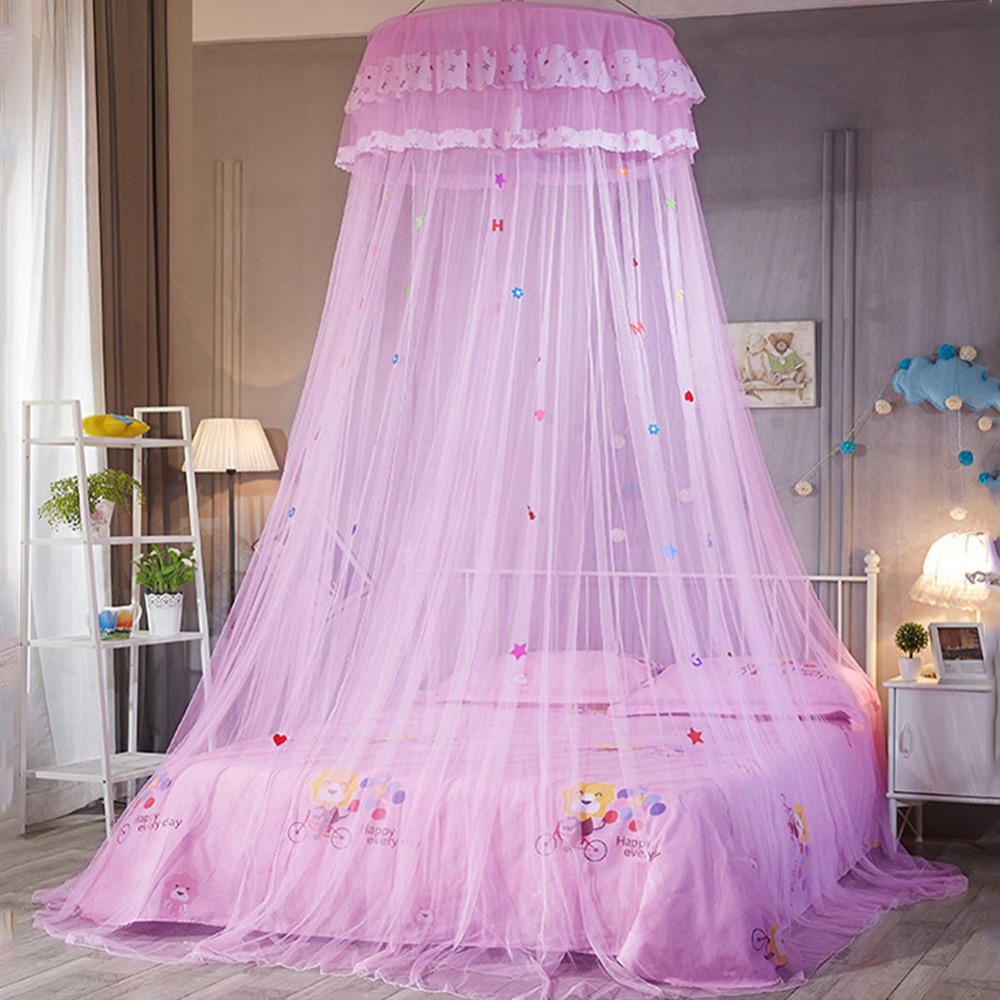 Elegant Tulle Bed Dome Bed Netting Canopy Circular Pink Round Dome Bedding Mosquito Net for Twin Queen King6058651