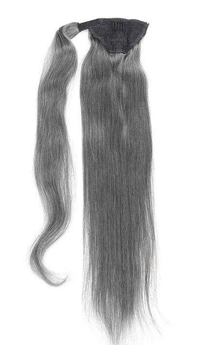 Long gray ponytail grey silver human hair Natural highlights natural balayage salt and pepper grey hair ponytail