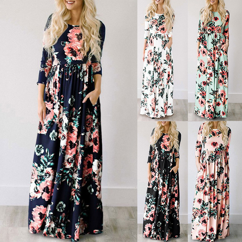 Party Dresses Maxi Dress Summer Floral Print Long Boho Beach Tunic Evening Sundress Vestidos Largos Mujer, Deep blue
Party Dresses Maxi Dress Summer Floral Print Long Boho Beach Tunic Evening Sundress Vestidos Largos Mujer, Deep blue