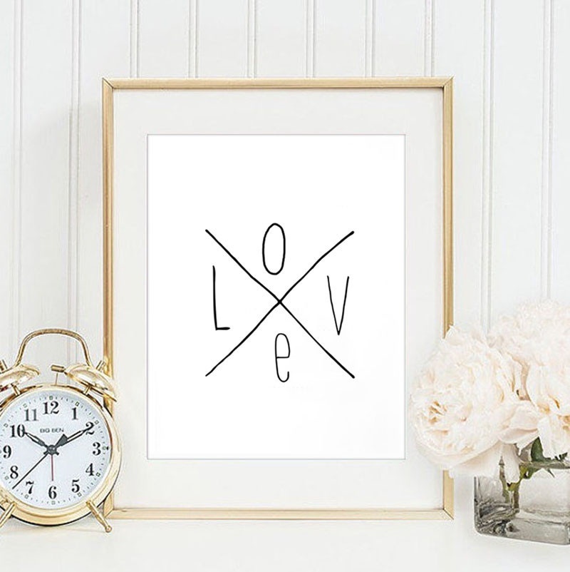 Love Kids poster print typography home decortion mottos handwritten words inspirational Frame not include canvas painting