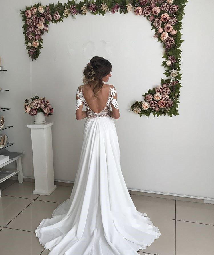 Cheap Boho Beach Wedding Dress High Quality A Line Lace Long Sleeves Country Garden Church Formal Bridal Gown Custom Made Plus Size