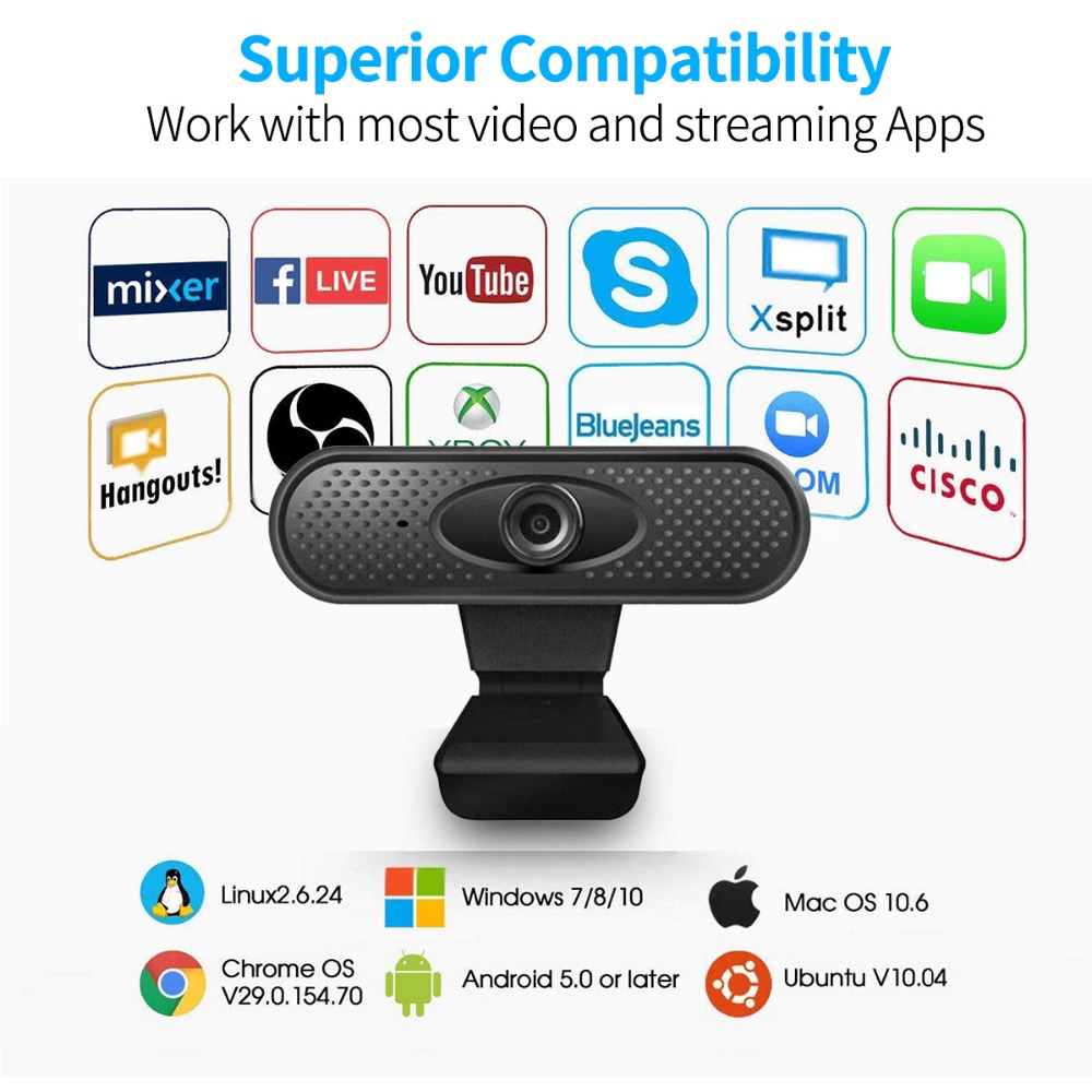 Full HD 1080P Webcam USB Pc Computer Camera with Microphone Driver-free Video for Online Teaching Live Broadcast
Full HD 1080P Webcam USB Pc Computer Camera with Microphone Driver-free Video for Online Teaching Live Broadcast