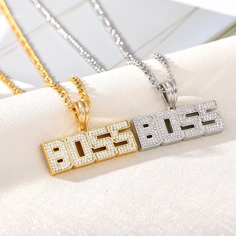 Chains Gold Necklace Iced Out Bling Letter Boss Pendant Necklaces Women Men Party Long Chain Collier Hip Hop Jewelry Gifts
Chains Gold Necklace Iced Out Bling Letter Boss Pendant Necklaces Women Men Party Long Chain Collier Hip Hop Jewelry Gifts