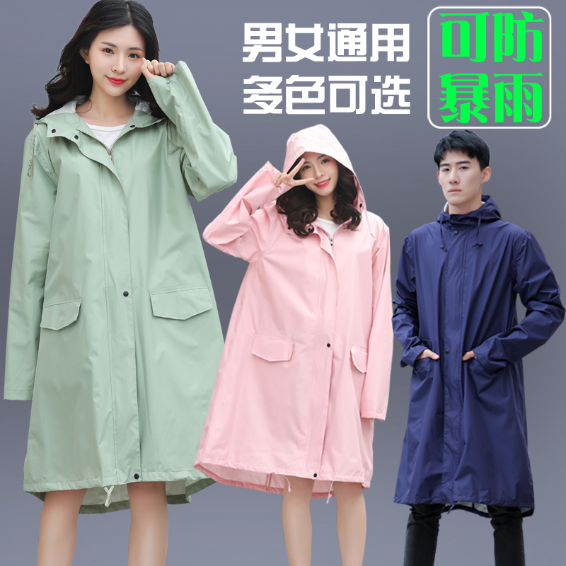 Hooded Raincoat Men windbreaker male ladies female lady Women Waterproof Rain Jacket knee length zip hasp pockets outdoor Coat Rainwear