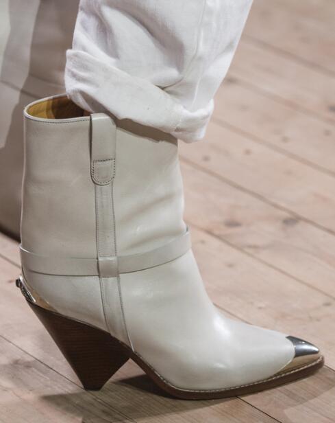 Hot Sale-Metal Tapered High-heeled Martin Boots Female FD Star Slope-heeled Short Cylinder Knight Boots