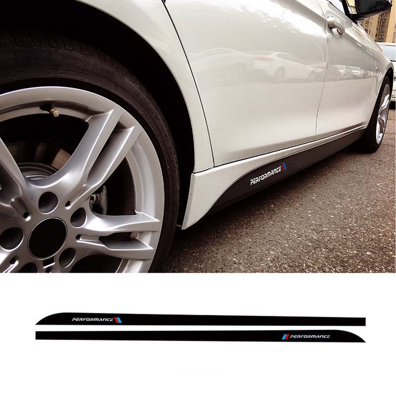 Car Styling Car Door Side Strips Sticker for bmw M Performance for BMW Motorsport Black Carbon Fiber Decals 5D Exterior Decoration