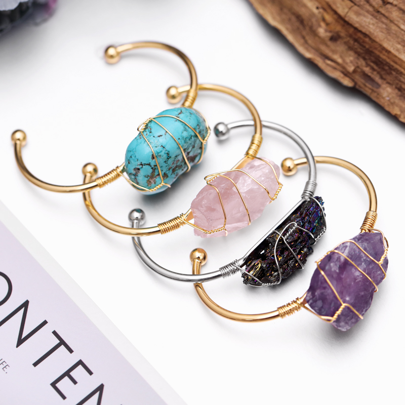 Bangle MINHIN Natural Stone Bangles Cuff Bracelets For Women Gold Wire Wrap Irregular Stones Charm Bracelet Party Jewelry Gift
Bangle MINHIN Natural Stone Bangles Cuff Bracelets For Women Gold Wire Wrap Irregular Stones Charm Bracelet Party Jewelry Gift