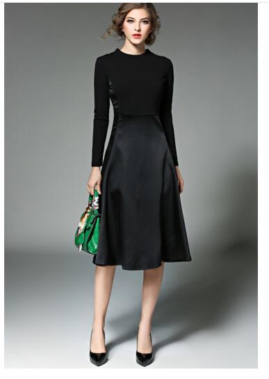 Women' stitching black dress was thin and slim over the knee long skirt foreign trade
Women' stitching black dress was thin and slim over the knee long skirt foreign trade
