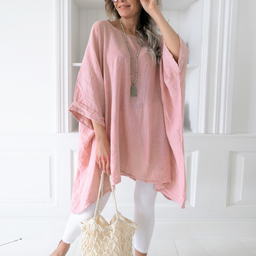 Casual Tunics Plus Size Batwing Sleeve Womens Blouses Loose Solid O Neck Half Sleeve Linen Shirt Women Asymmetric Blouse #20, Blue
Casual Tunics Plus Size Batwing Sleeve Womens Blouses Loose Solid O Neck Half Sleeve Linen Shirt Women Asymmetric Blouse #20, Blue