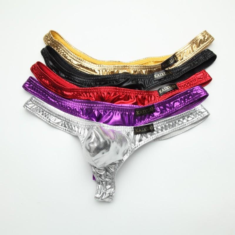 Men039s Thongs And G Strings Fashion Underwear Penis Pouch Sexy Imitation Leather Tanga Hombre Gay Mens Thong Underwear8235569