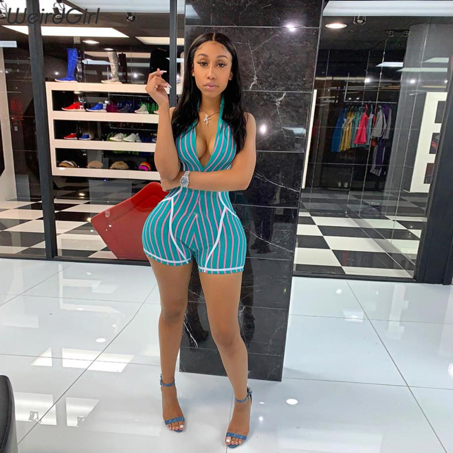 Weirdgirl women playsuits fitness striped turtleneck zipper casual sportswear slim femme gym elastic rompers new summer 2019, Green
Weirdgirl women playsuits fitness striped turtleneck zipper casual sportswear slim femme gym elastic rompers new summer 2019, Green