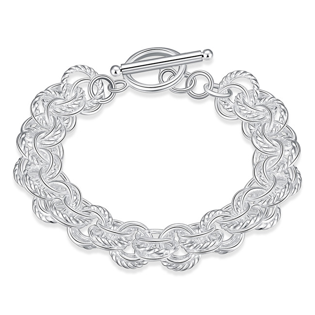 Hot sale best gift 925 silver three times TO bracelet DFMCH023,Brand new fashion 925 sterling silver plate Chain link bracelets high grade