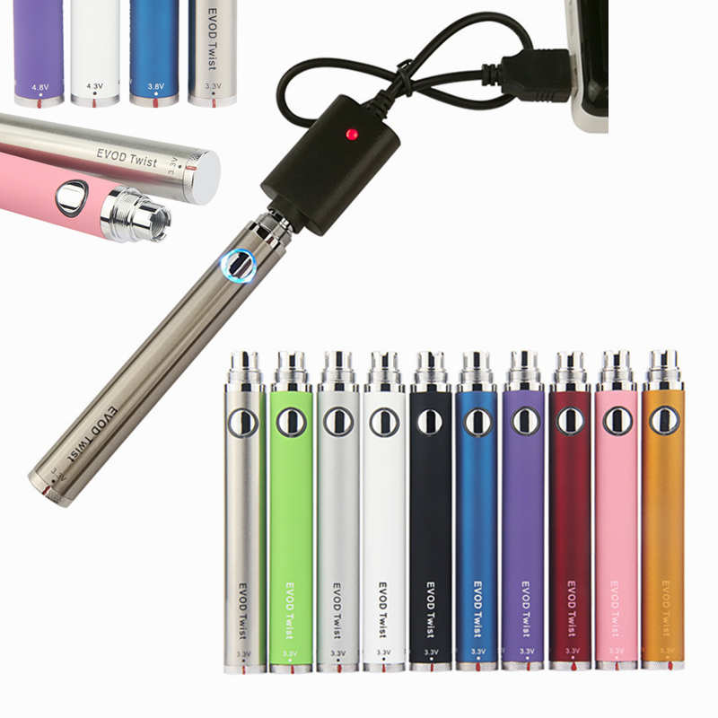 MOQ 1Pcs EVOD Twist Batteries With USB Charger Vape Pen Battery E Cigarette 3.3-4.8V VV 650mAh 900mAh 1100mAh 10 Colors
MOQ 1Pcs EVOD Twist Batteries With USB Charger Vape Pen Battery E Cigarette 3.3-4.8V VV 650mAh 900mAh 1100mAh 10 Colors