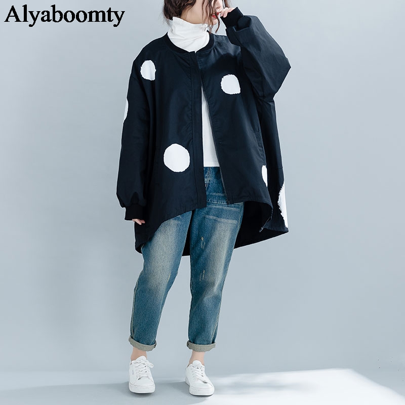 Korean Style Autumn Spring Women Plus Size Jacket Black Army Green Oversized Casual Loose Female Coat Polka Dot Cotton Overcoat
Korean Style Autumn Spring Women Plus Size Jacket Black Army Green Oversized Casual Loose Female Coat Polka Dot Cotton Overcoat