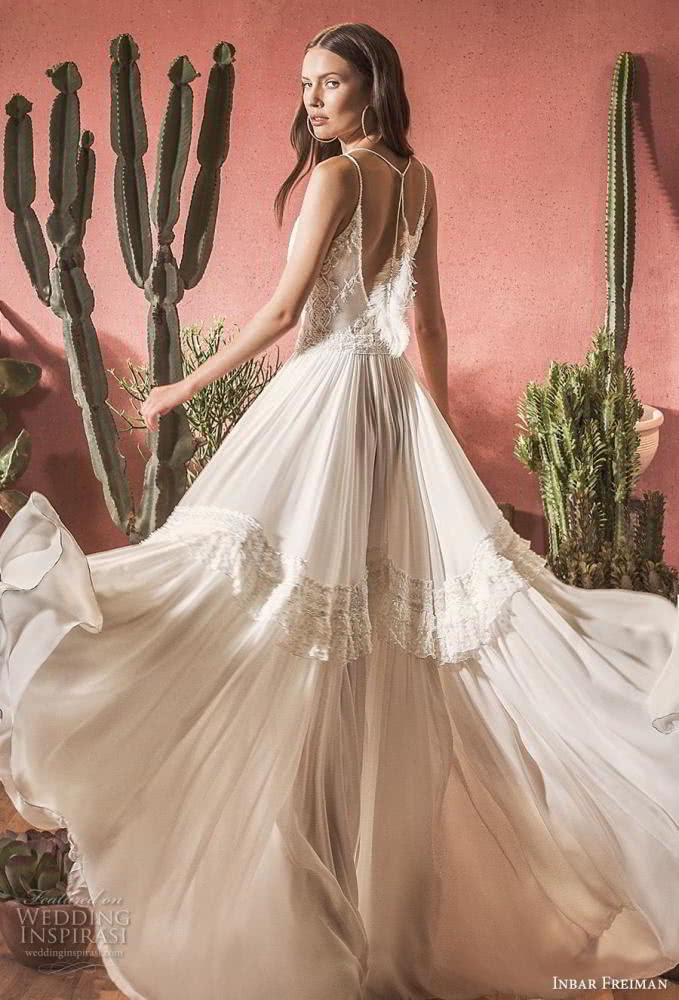 Bohemian Wedding Dresses Feather 2020 Spaghetti Lace Floor Length Sexy Backless Bridal Gowns Chiffon A Line Beach Wedding Dress Boho