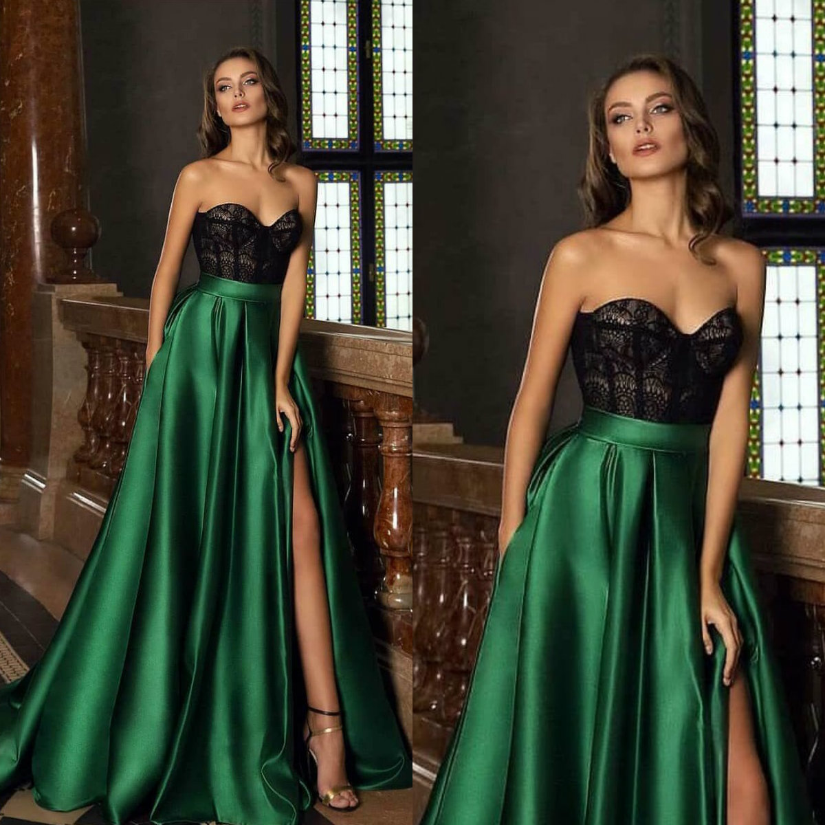 Charming A Line Prom Dresses 2019 Lace Sweetheart Thigh High Slits Evening Gowns Custom Made Sexy robes de soirée