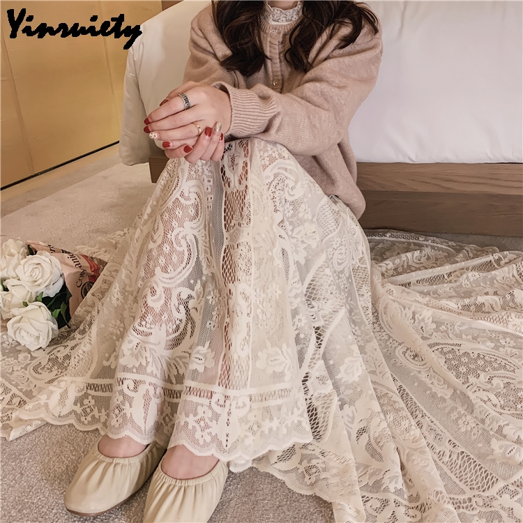Spring Summer Women Maxi Long Skirt High Waist Apricot Black Hollow Out Jupe Longo Elegant Party Floral Lace Princess Lady Skirt
Spring Summer Women Maxi Long Skirt High Waist Apricot Black Hollow Out Jupe Longo Elegant Party Floral Lace Princess Lady Skirt