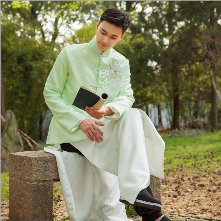 High Quality Men clothing In Republic of China antique costumes of film television Stage dramas young Masters Long Tang Suits Jacket + Robe