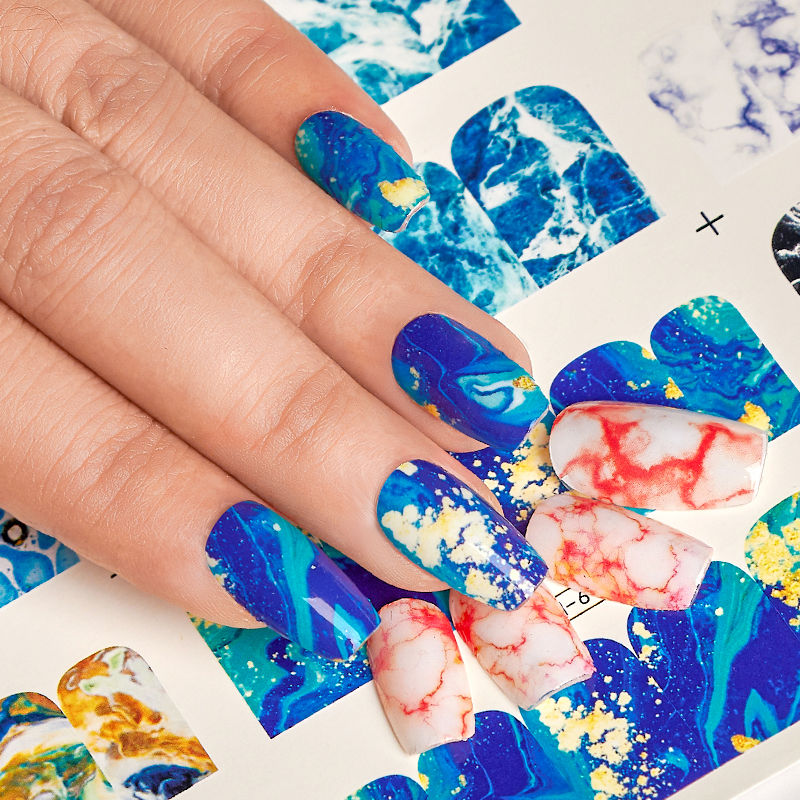 1pc Blue Pink Gradient Marble Nail Art Sticker Water Transfer Decal Watermark Slider Manicure Full Wrap Tool Decorstion, Q02028
1pc Blue Pink Gradient Marble Nail Art Sticker Water Transfer Decal Watermark Slider Manicure Full Wrap Tool Decorstion, Q02028