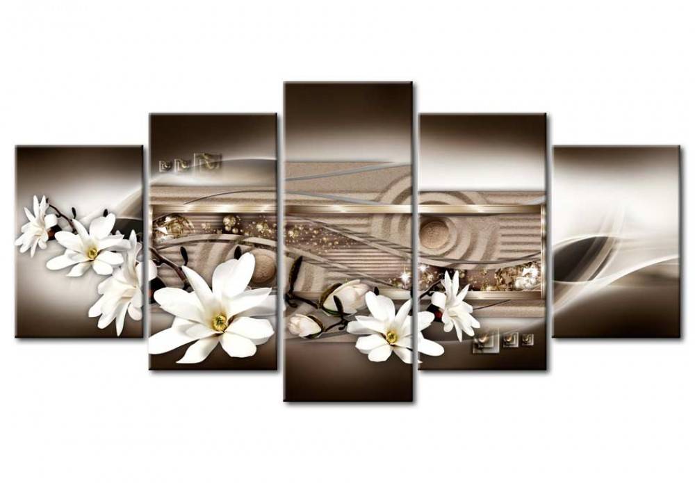 5pcs/set Unframed Brown Yulan HD Print On Canvas Wall Art Picture For Home and Living Room Decor