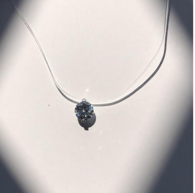 Fashion- Invisible Fish Line Crystal Necklace Pendants Neck Zircon Women Clavicle Chain Lady Feminino Collar
