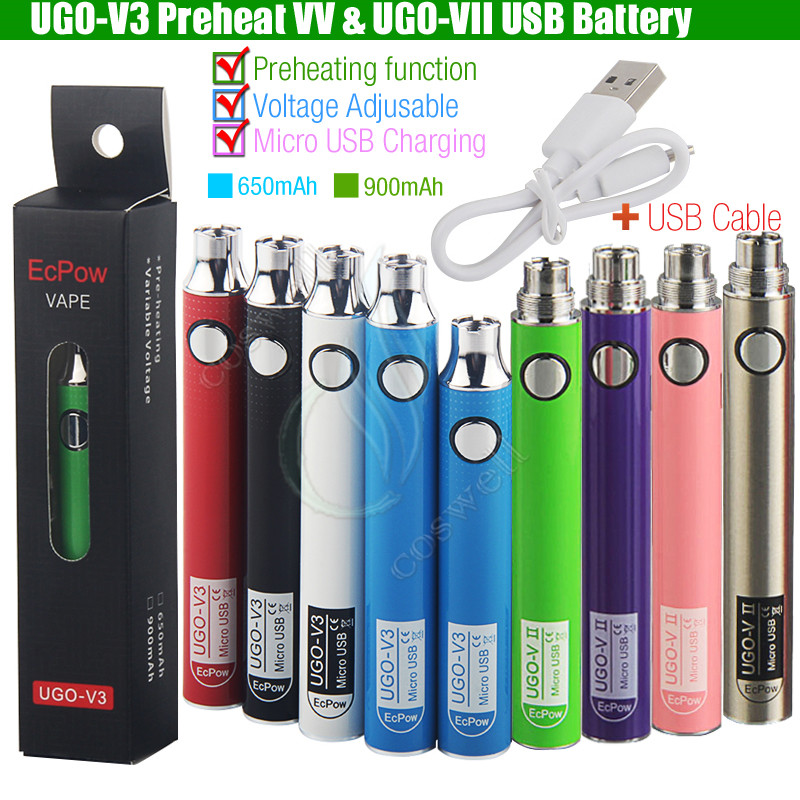 Original UGO VII 2 V3 Preheating VV 650 900mAh EVOD ego 510 Battery USB Voltage Variable Adjustable Vapor BUD Pre Heat Cartridges Batteries
Original UGO VII 2 V3 Preheating VV 650 900mAh EVOD ego 510 Battery USB Voltage Variable Adjustable Vapor BUD Pre Heat Cartridges Batteries