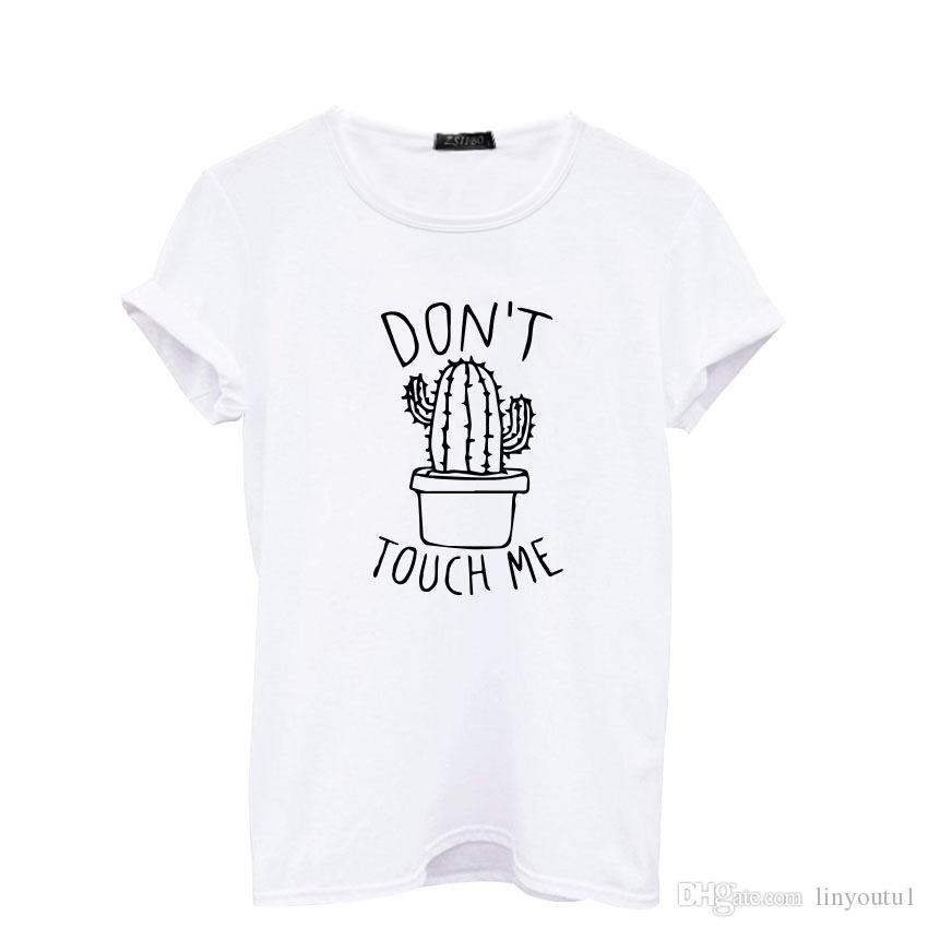 2020 DON'T TOUGH ME Cactus T shirt Women Casual Summer Tshirts Femme tops & tees Vintage Black White T-shirt Women