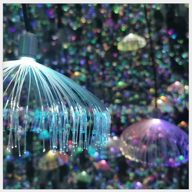 Outdoor LED Jellyfish Fiber Optic Colorful Light Hanging Lights Living Room Restaurant Home Decor Wedding Party Neon Sign Waterproof IP66 10pcs