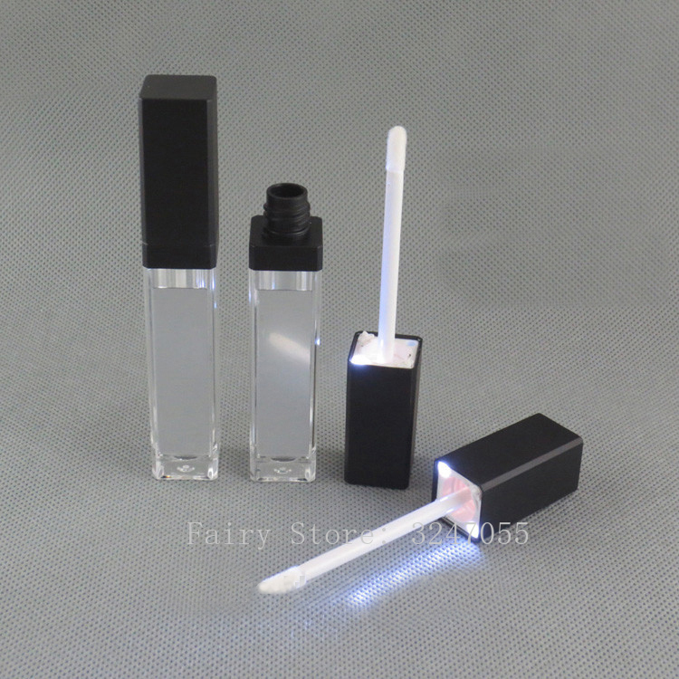 103050pcs 75ml Empty Makeup DIY Lip Gloss Bottle Blacksilver Square Lipgloss Tube with LED Light Mirror Labial Glair Bottle8677087