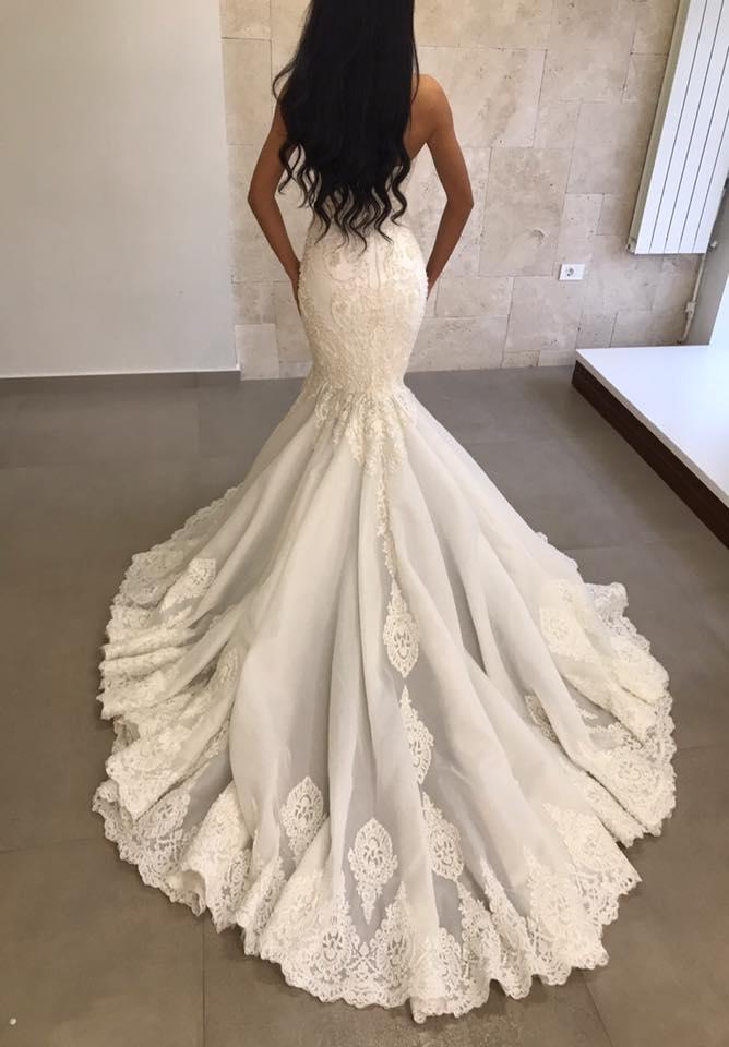lace beaded mermaid wedding dresses sweetheart sweep train bridal gowns country boho beach wedding dress