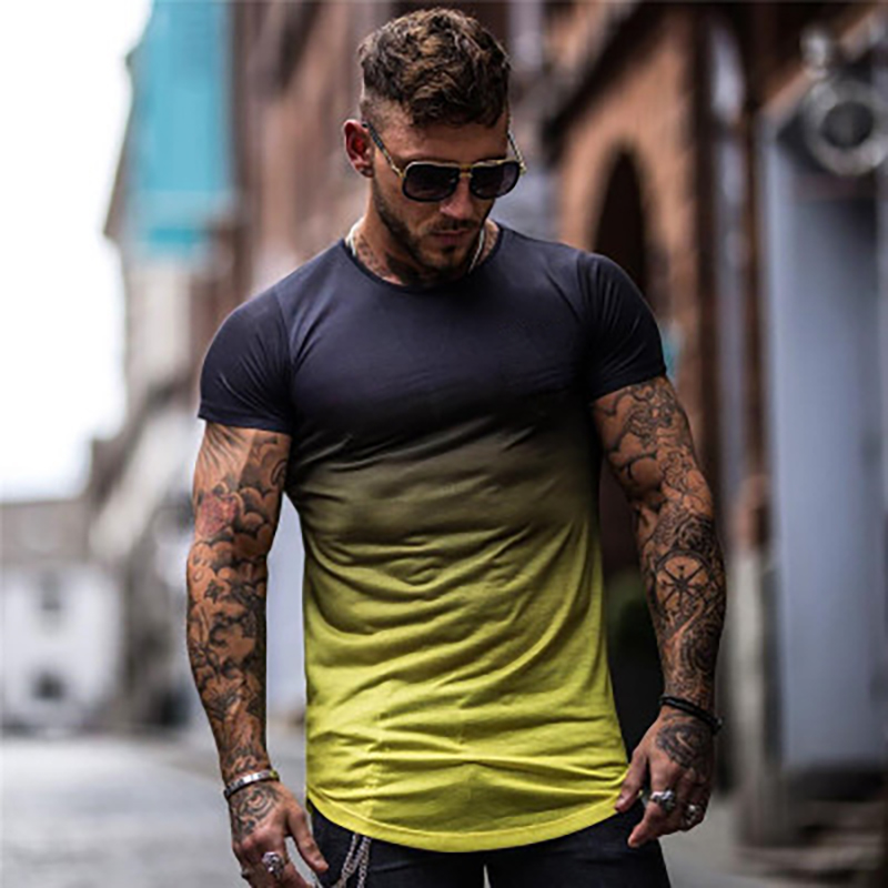 Summer New Muscle Fitness Clothes T-shirt Men 3D Printing Gradient Short-sleeved Quick-drying Running Running Breathable Shirt, 30
Summer New Muscle Fitness Clothes T-shirt Men 3D Printing Gradient Short-sleeved Quick-drying Running Running Breathable Shirt, 30
