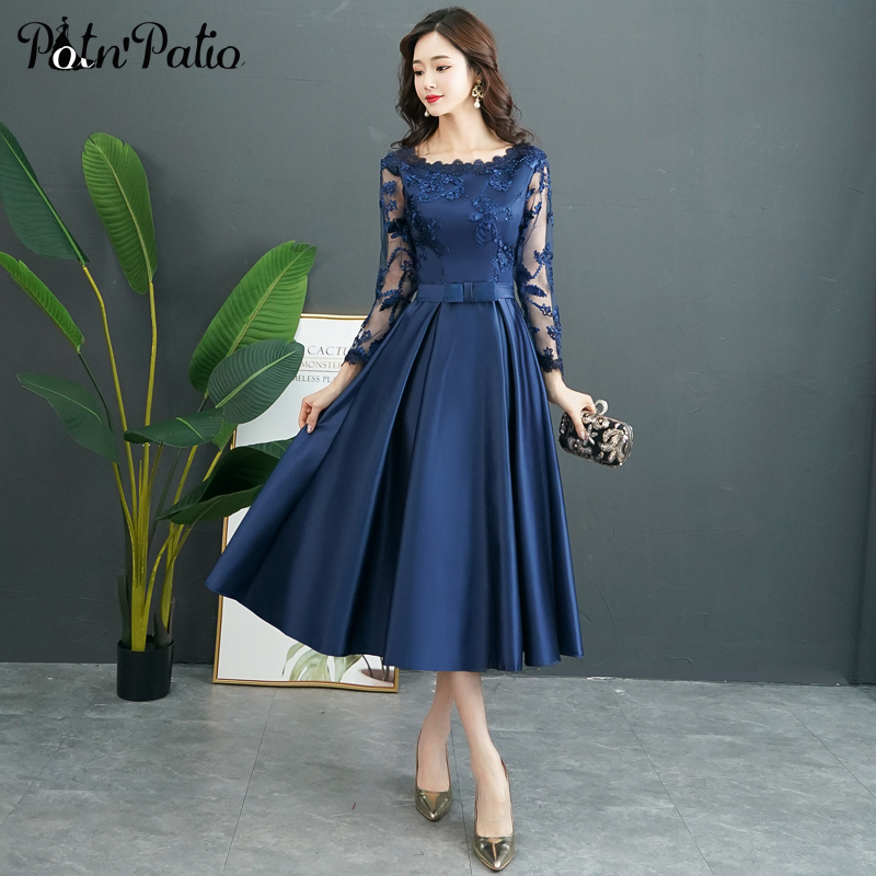 Navy Blue Long Sleeve Evening Dress A-line -Length Satin Evening Gown Long Mother Of The Bride Dresses Plus Size
Navy Blue Long Sleeve Evening Dress A-line -Length Satin Evening Gown Long Mother Of The Bride Dresses Plus Size