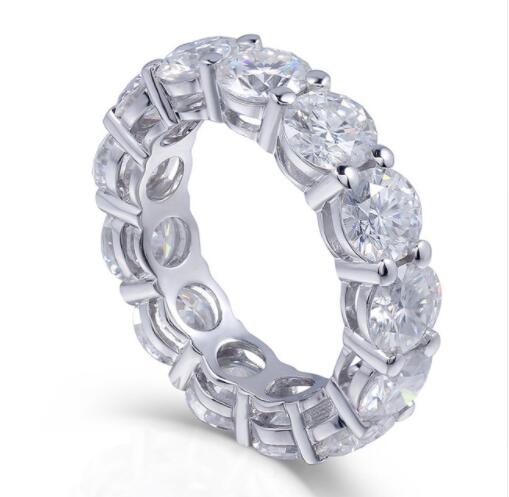 Vecalon Eternity Wedding Band Promise Ring 925 Sterling Silver Diamond Engagement rings for women Bridal Finger Jewelry