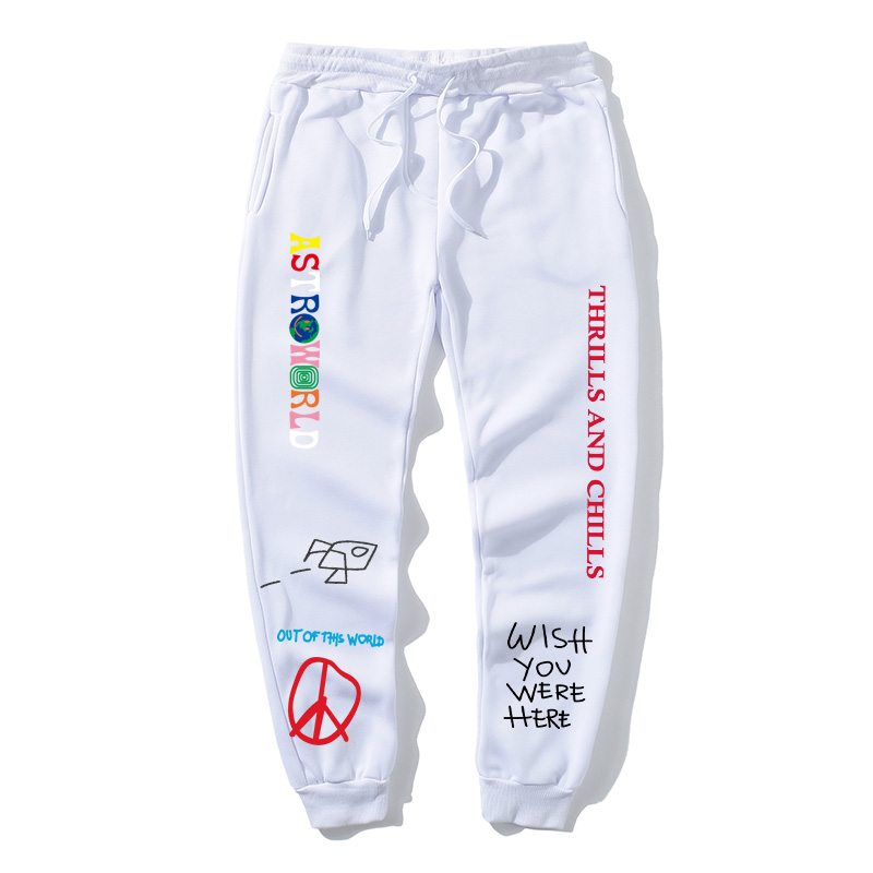 TRAVIS SCOTT ASTROWORLD letter printing high quality fleece trousers women's men's jogging pants hip hop street clothing men's sports pants, Gray 
TRAVIS SCOTT ASTROWORLD letter printing high quality fleece trousers women's men's jogging pants hip hop street clothing men's sports pants, Gray
