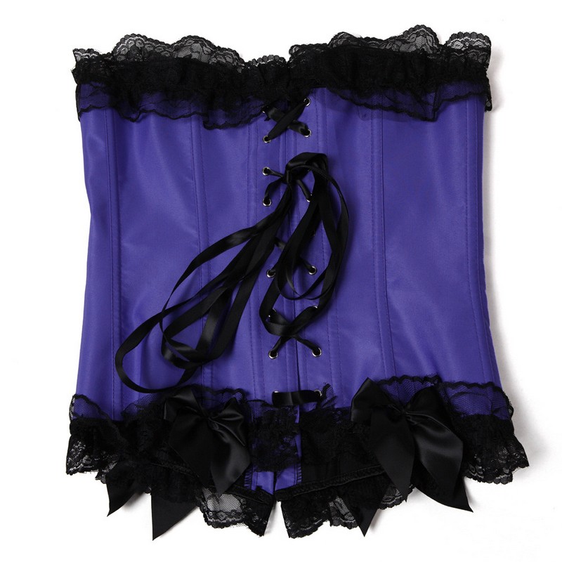 Women's Lace Ruffle Corset Top Sexy Floral with Bows Lace-up Overbust Busiter Plus Size Slimming Waist Cincher Body Shapewears