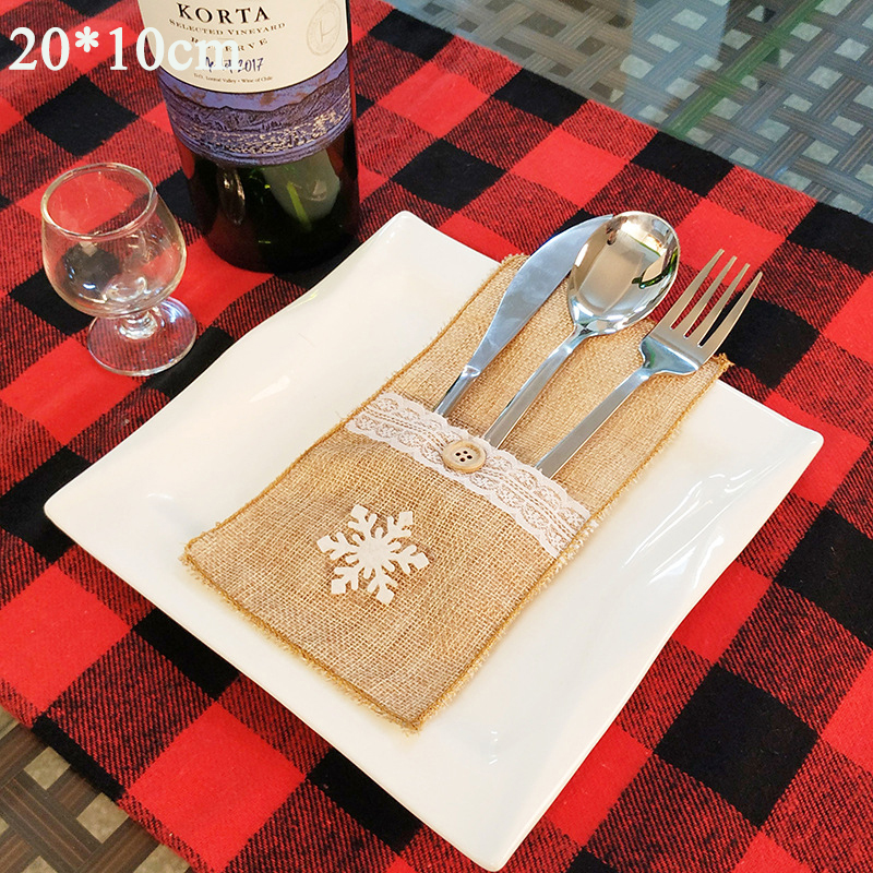 Christmas Table Placemat Knife Fork Tableware Cushion Pad Dinnerware Mat Coffee Coasters Xmas Home Decor Ornament