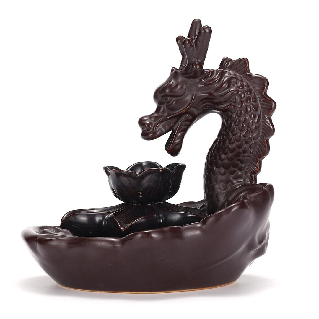 Backflow Incense Burner Creatives Home Decor Ornaments Ceramic Dragon Incense Holder Censer for Living Room