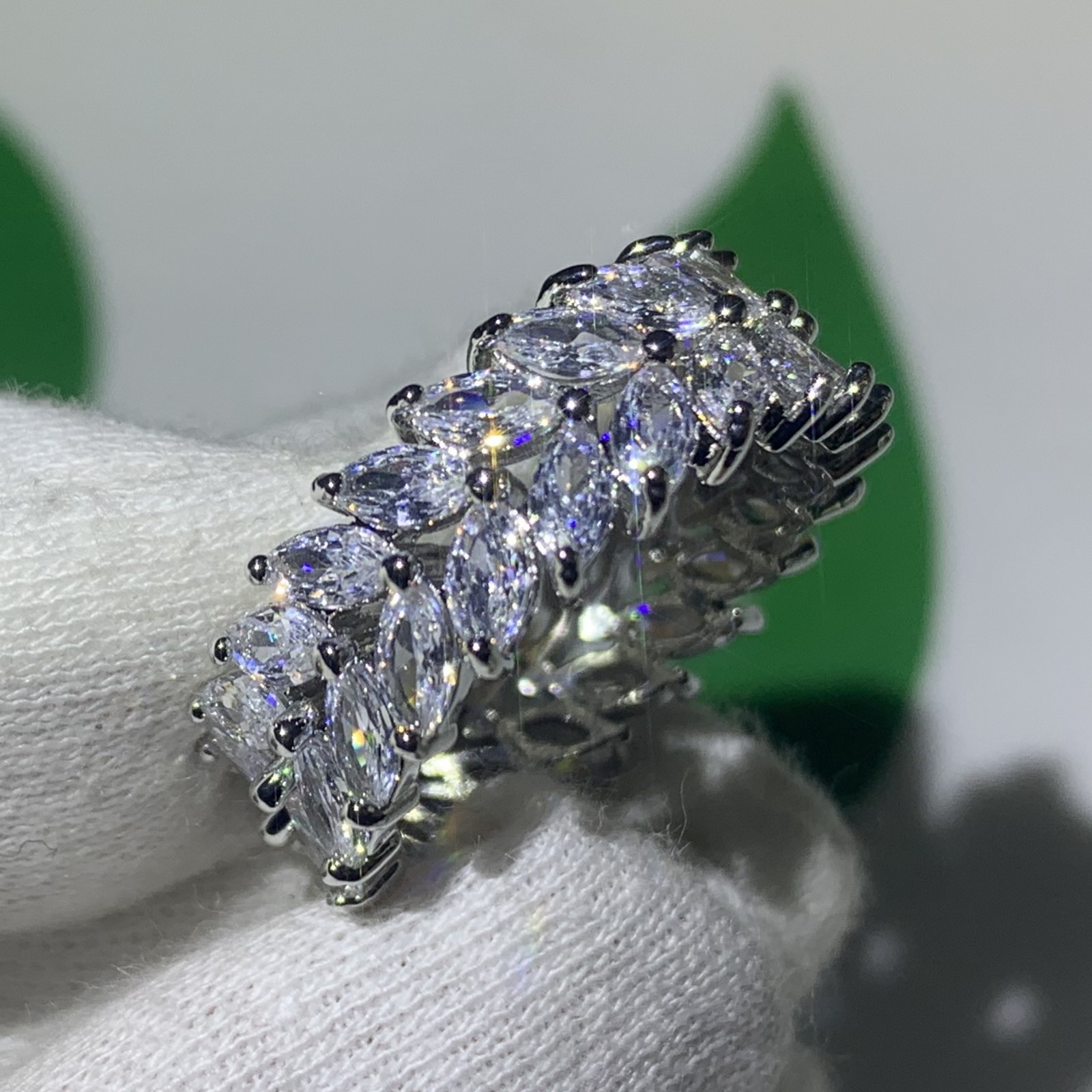 Choucong Stunning High Quality Luxury Jewelry Couple Rings 925 Sterling Silver Marquise Cut White Topaz CZ Diamond Wedding Band Ring Gift